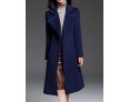 Women's Going out CoatSolid Notch Lapel Long Sleeve Fall / Winter Blue Wool / Polyester Thick