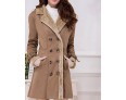 Women's Plus Size Simple Fur Coat,Solid Shirt Collar Long Sleeve Winter Brown Wool Thick