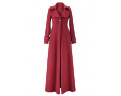 Women'sCoat,Solid Stand Long Sleeve Winter Blue / Red / Black / Green Wool / Others Medium