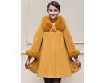 Women's Plus Size / Casual/Daily Simple Coat,Solid Round Neck Long Sleeve Winter Blue / Yellow Wool / Faux Fur Thick