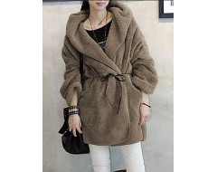 Winter Women's Solid Color Multi-color Coats & Jackets , Sexy / Casual / Work Crew Neck Long Sleeve